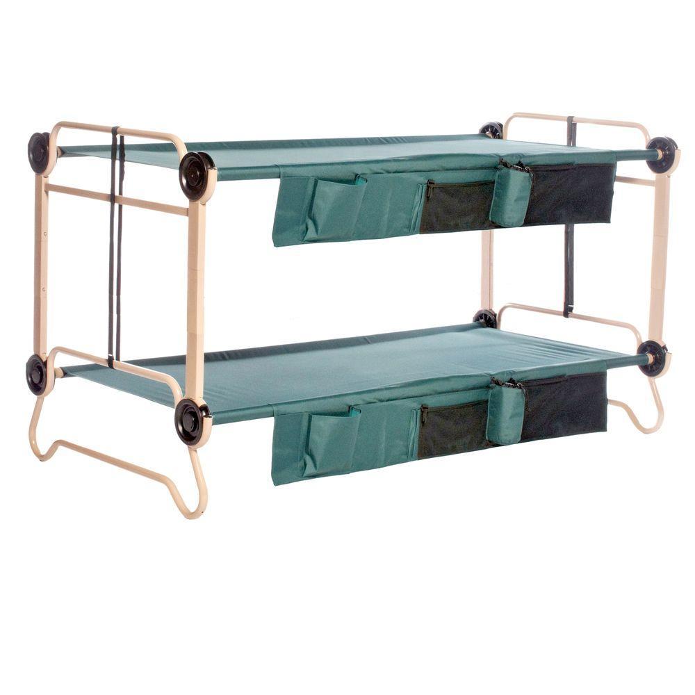 40 in. Green Bunkbable Beds with Leg Extensions and Bed Side Organizers (2-Pack)