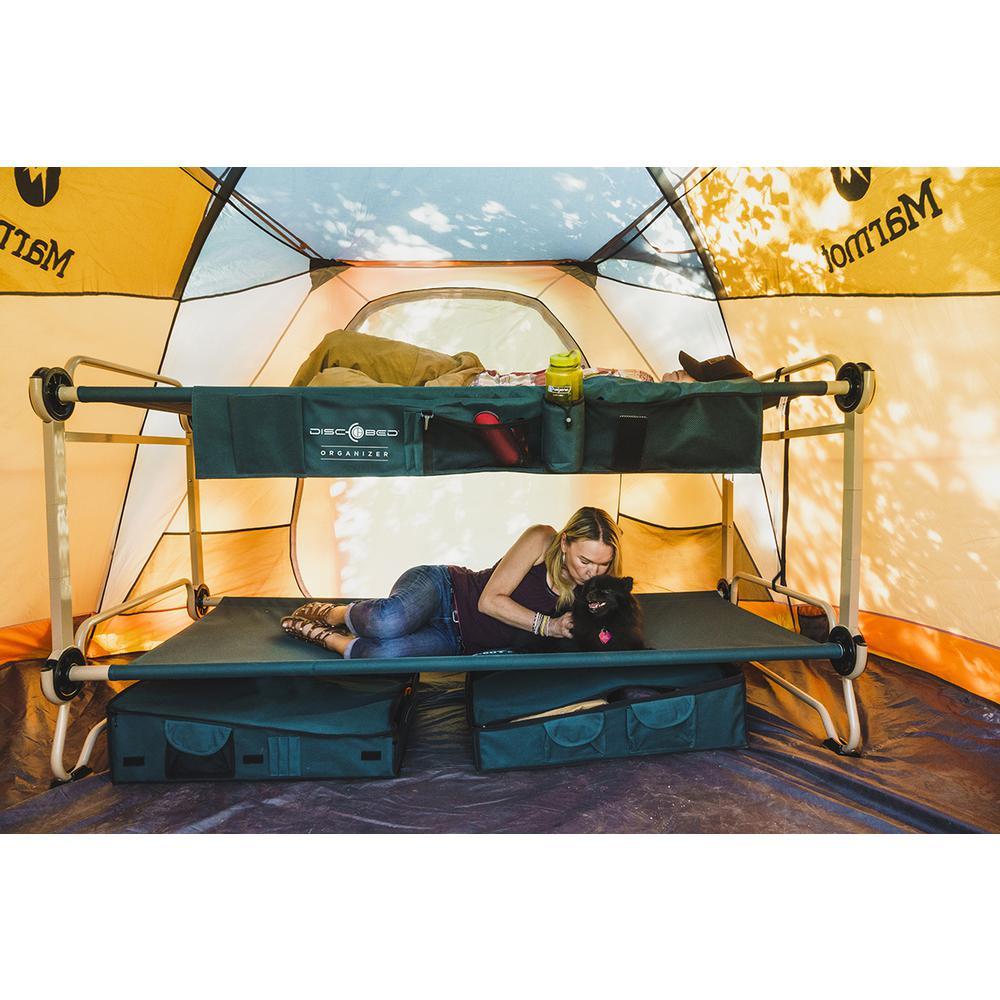 40 in. Green Bunkbable Beds with Leg Extensions and Bed Side Organizers (2-Pack)