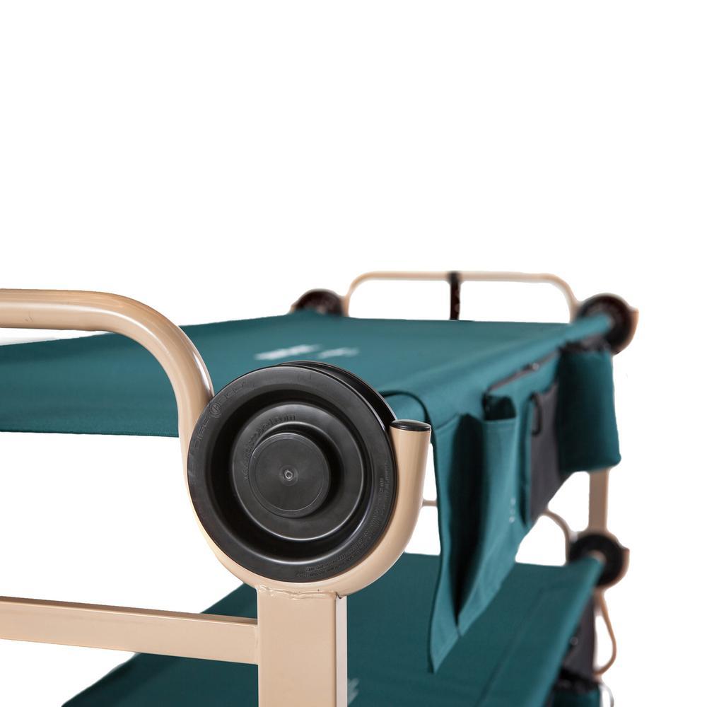 40 in. Green Bunkbable Beds with Leg Extensions and Bed Side Organizers (2-Pack)