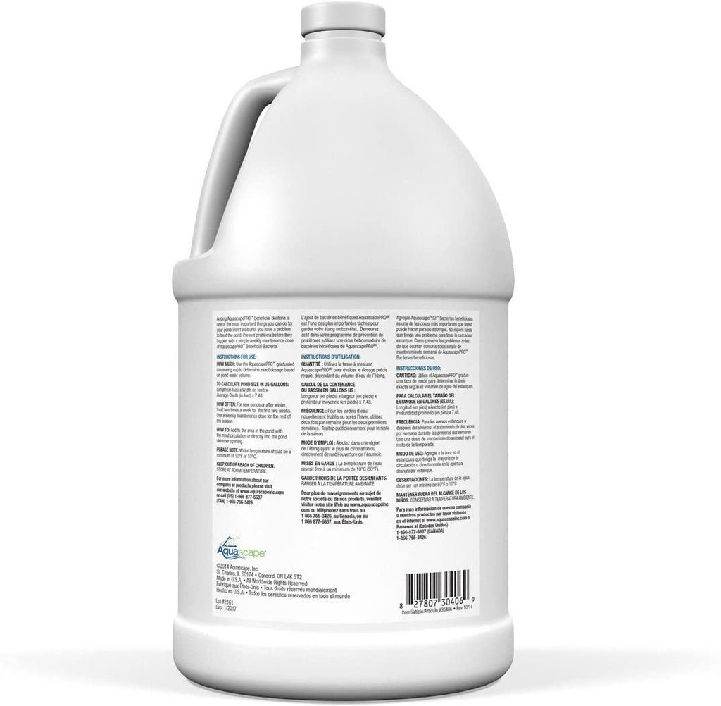 aquascape beneficial bacteria water treatment for ponds, pro contractor grade, liquid, 1 gallon/3.78 l | 30406