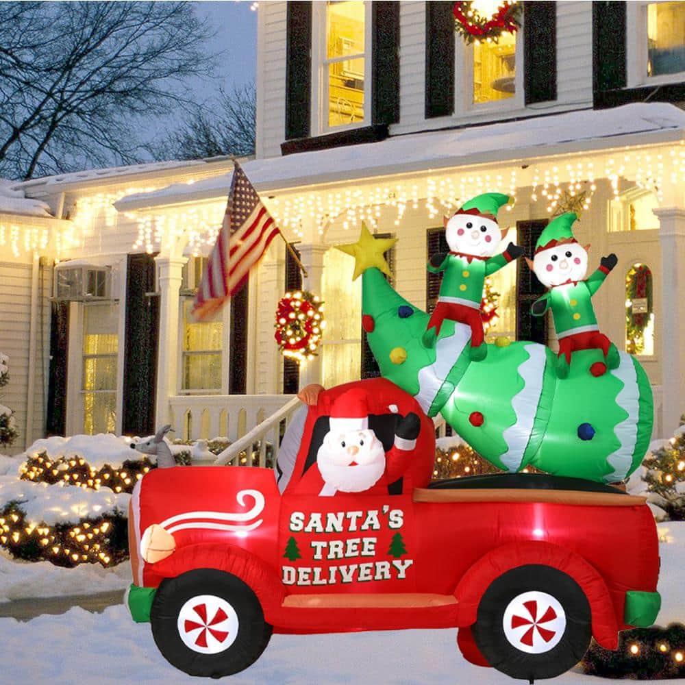 Lighted 8 ft. H x 8 ft. W Santa Christmas Tree