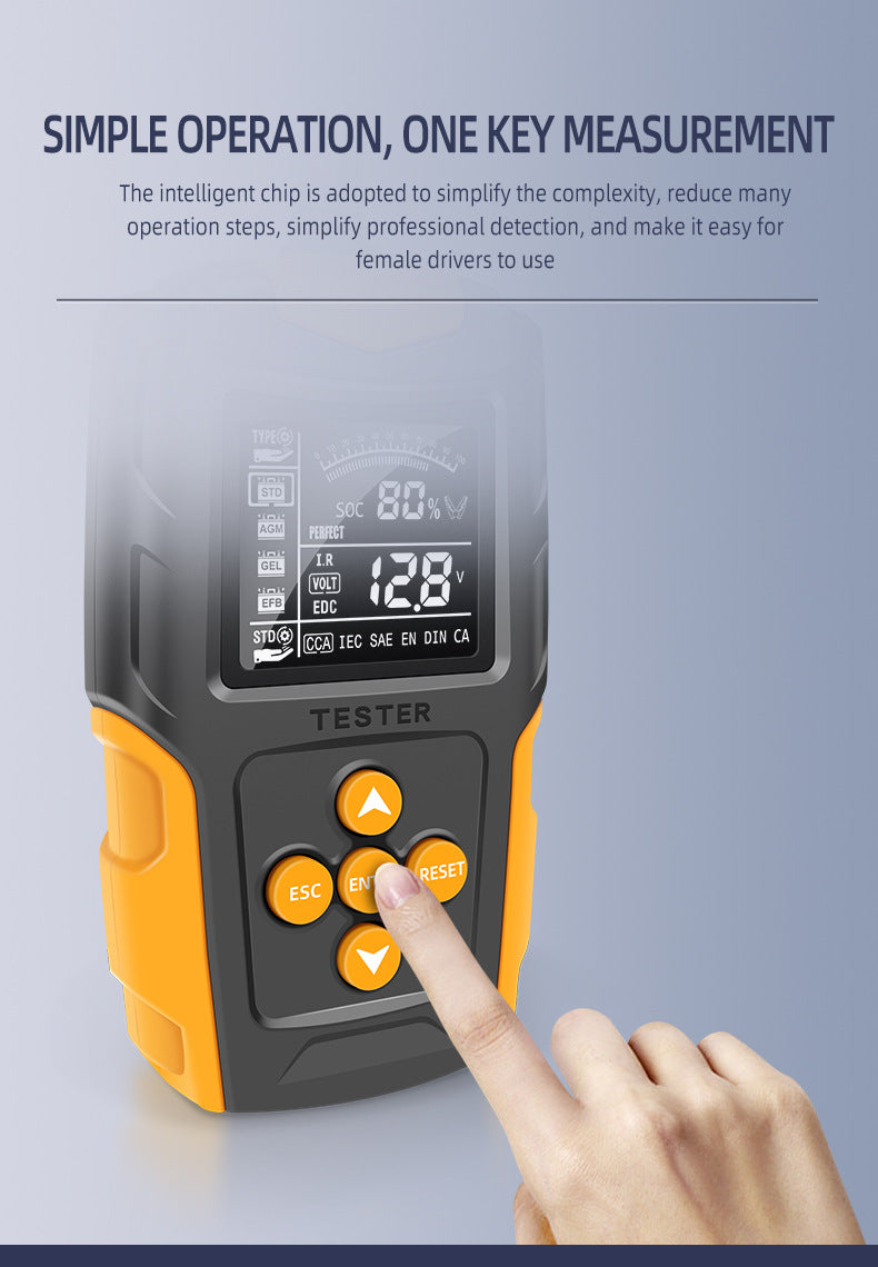 12V/24V Automotive Battery & Alternator Tester - Digital Analyzer for Cran& Charging Systems - Test Ran3Ah - 200Ah