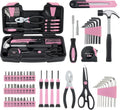 58 Piece Household Tool Set, General Household Hand Tool Kit with Plastic Toolbox StoraCase, All Purpose Household Tool Kit for Women, Girls and Ladies, Pink