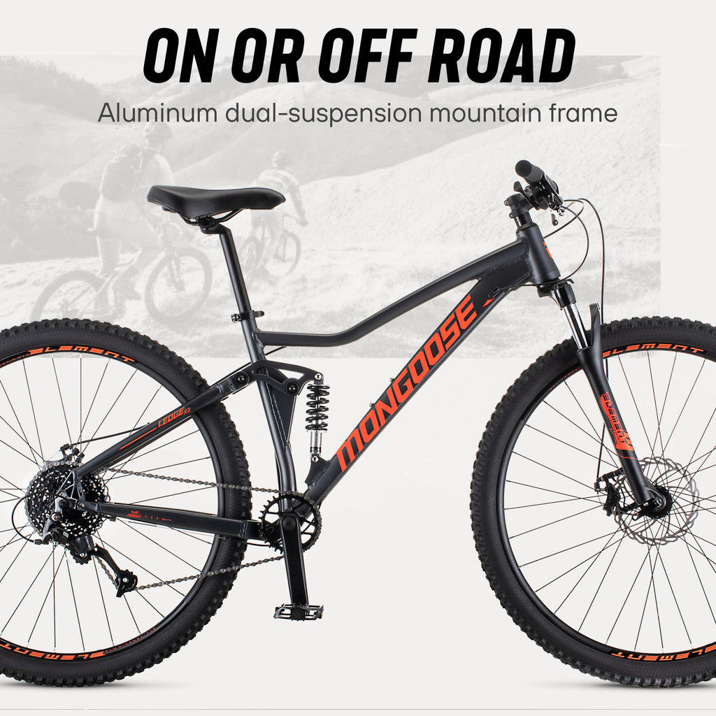 Mongoose LedX2 Suspension Mountain Bike, 8 Speeds, 29-In. Wheels, Gray
