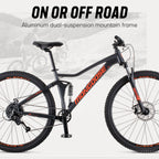 Mongoose LedX2 Suspension Mountain Bike, 8 Speeds, 29-In. Wheels, Gray