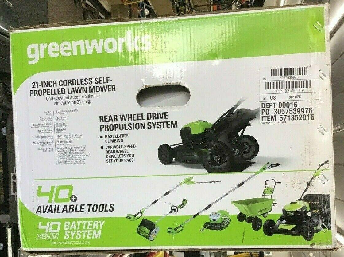 GreenWorks 2516402 40V 21in. Self Propelled Mower with Battery