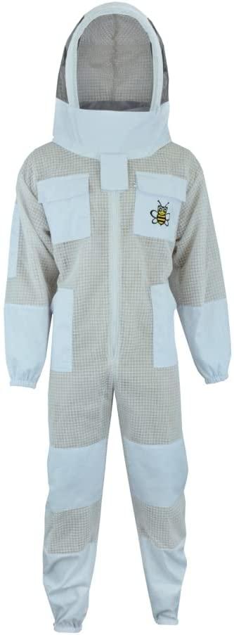 bee suit 3 layers ultra ventilated mesh beekeeping suit, beekeeper suit protective fencing veil suit-l