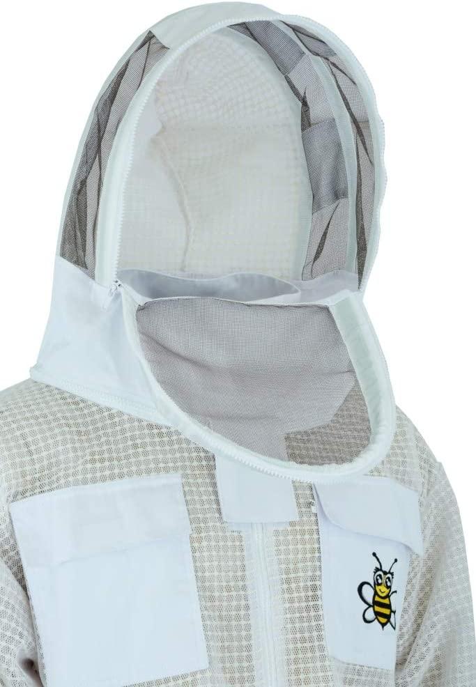 bee suit 3 layers ultra ventilated mesh beekeeping suit, beekeeper suit protective fencing veil suit-l