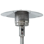 RTR 46000Btu Propane Stainless Steel Mushroom Outdoor Patio Heater, With Two Smooth-Rolling Wheels,With Hose Set,With Black Cover,Pole In Two Pieces(Upper And Bottom)