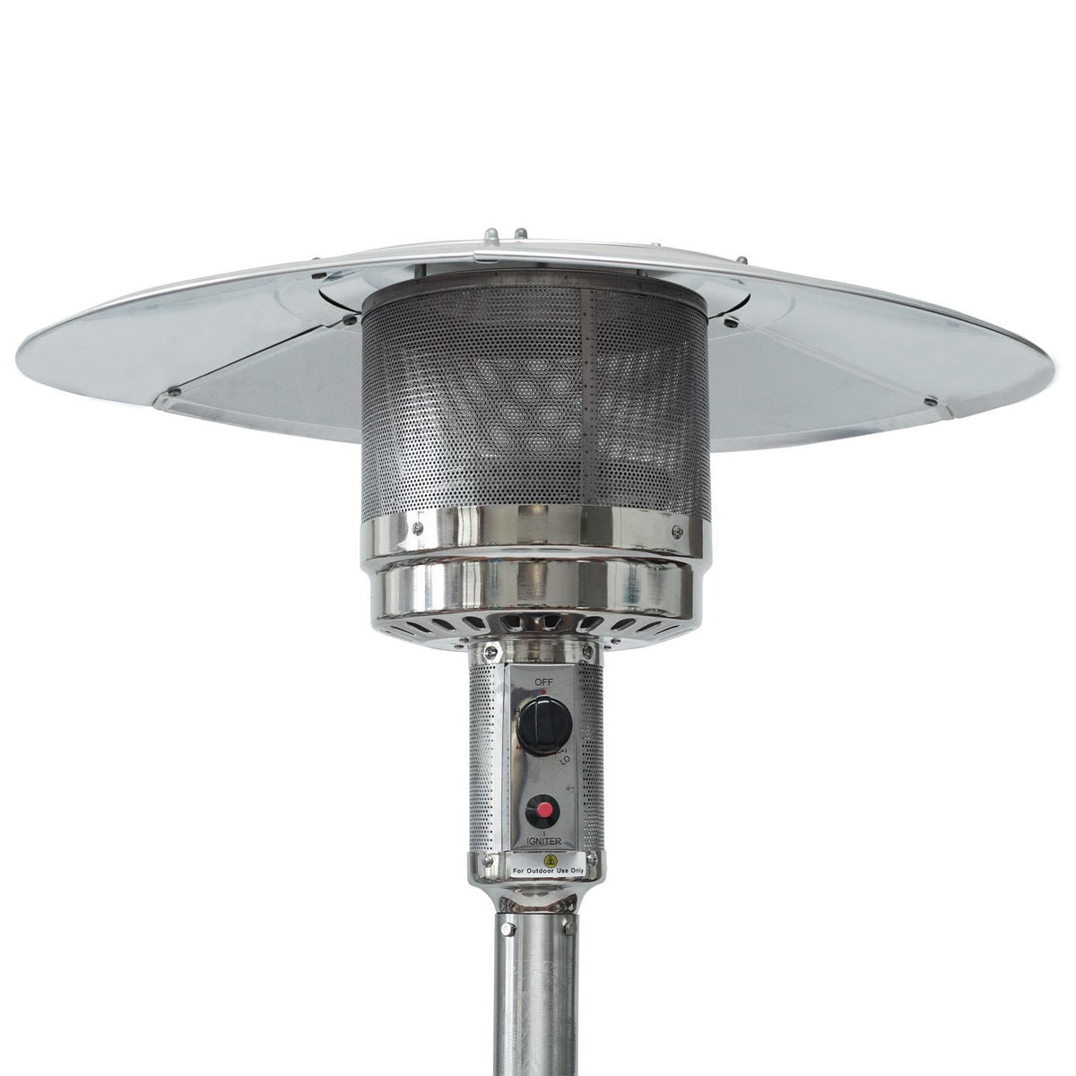 RTR 46000Btu Propane Stainless Steel Mushroom Outdoor Patio Heater, With Two Smooth-Rolling Wheels,With Hose Set,With Black Cover,Pole In Two Pieces(Upper And Bottom)