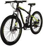 Eurobike E7 Adult Mountain Bike 18 inch Steel Frame 27.5 inch Muti Spoke Double Alloy Wheel Disc Brake 21 Speed Gears Full Suspension MTB Bicycle