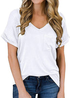 Women's Short Sleeve V-Neck Shirts Loose Casual Tee T-Shirt