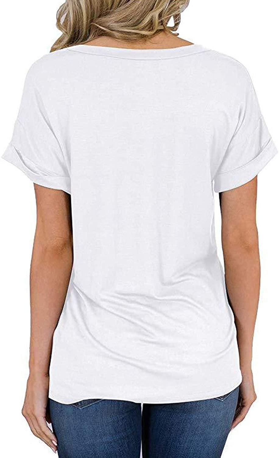 Women's Short Sleeve V-Neck Shirts Loose Casual Tee T-Shirt
