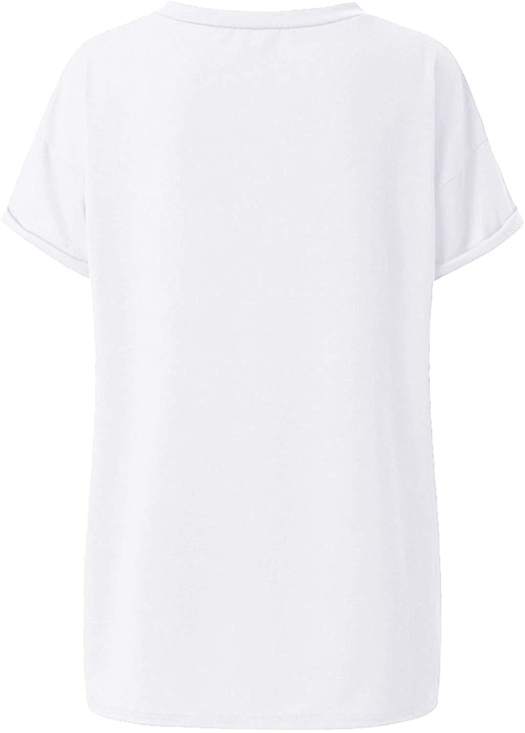 Women's Short Sleeve V-Neck Shirts Loose Casual Tee T-Shirt