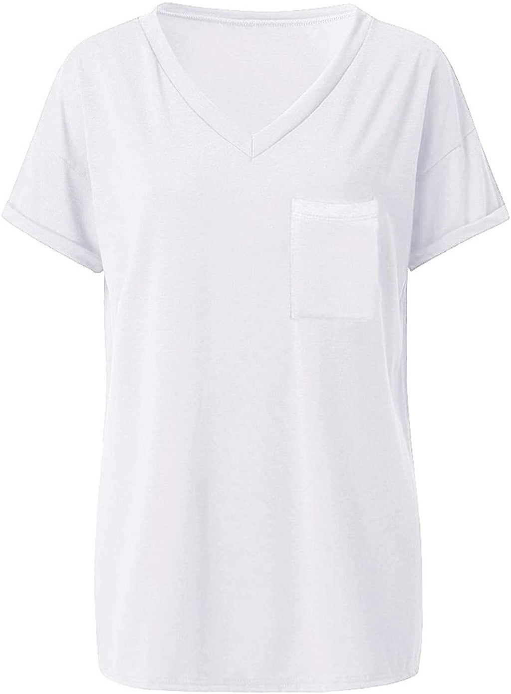 Women's Short Sleeve V-Neck Shirts Loose Casual Tee T-Shirt