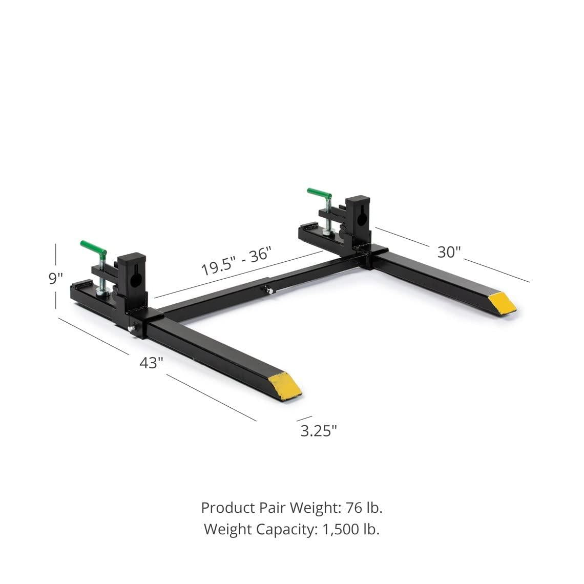 titan attachments light-duty clamp-on pallet forks 30" with stabilizer bar