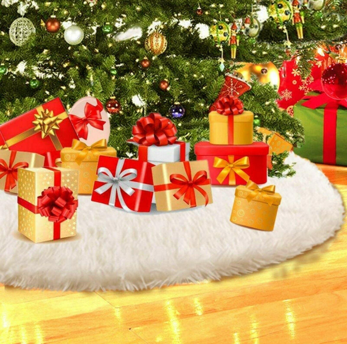 Faux Fur Christmas Tree Skirt 72"