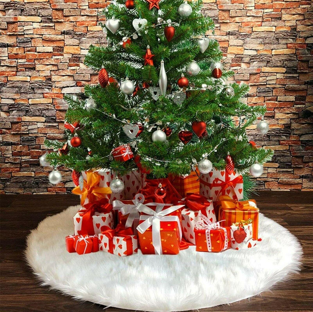 Faux Fur Christmas Tree Skirt 72"
