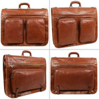 Leather Garment Bag Suit Duffel Slim Carry-on Suitcase Dress Protection Bag Brown – Time Resistance (Cognac)