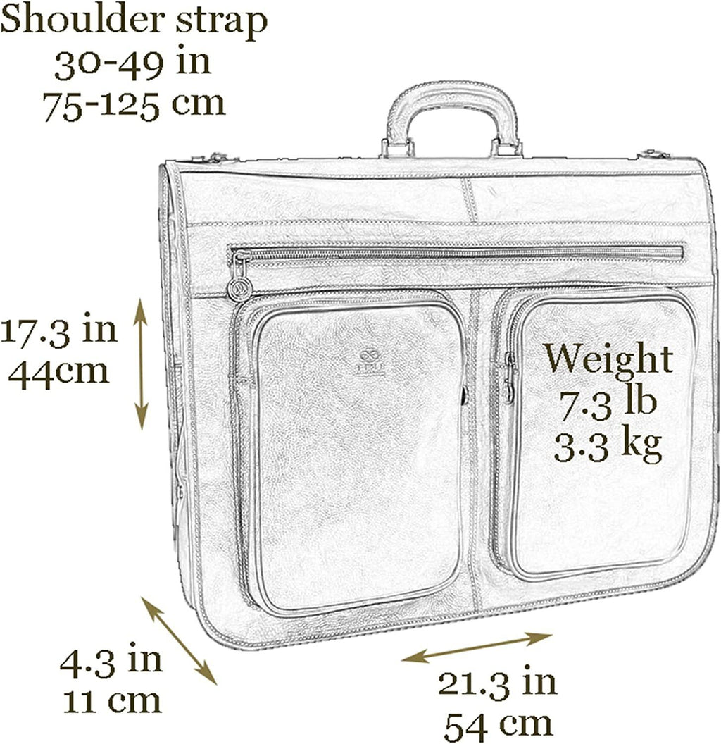 Leather Garment Bag Suit Duffel Slim Carry-on Suitcase Dress Protection Bag Brown – Time Resistance (Cognac)