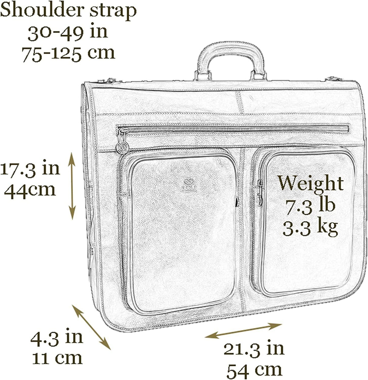 Leather Garment Bag Suit Duffel Slim Carry-on Suitcase Dress Protection Bag Brown – Time Resistance (Cognac)