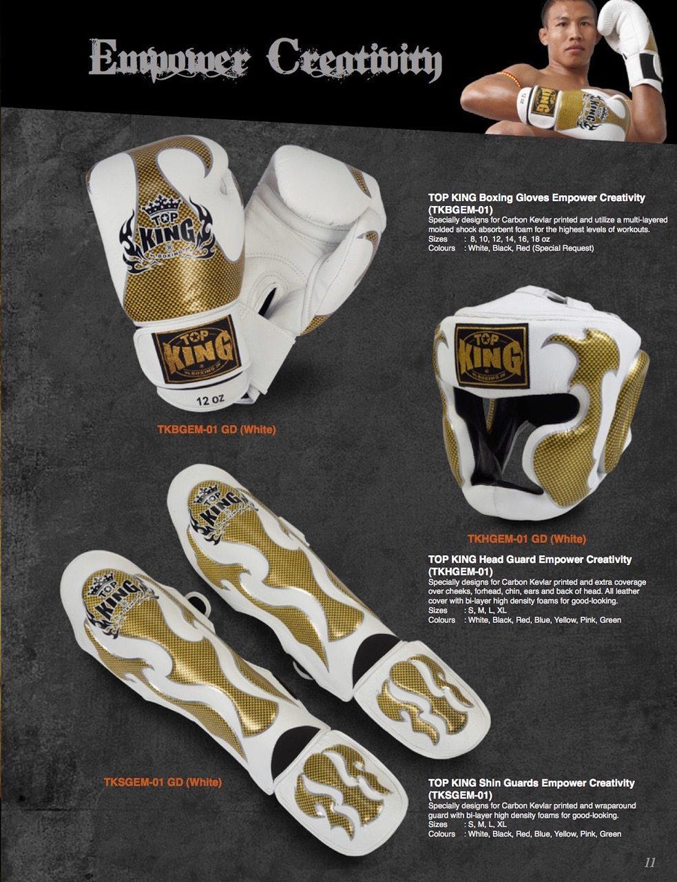 Top "EMPOWER CREATIVITY" Boxing Gloves - White &amp; Gold
