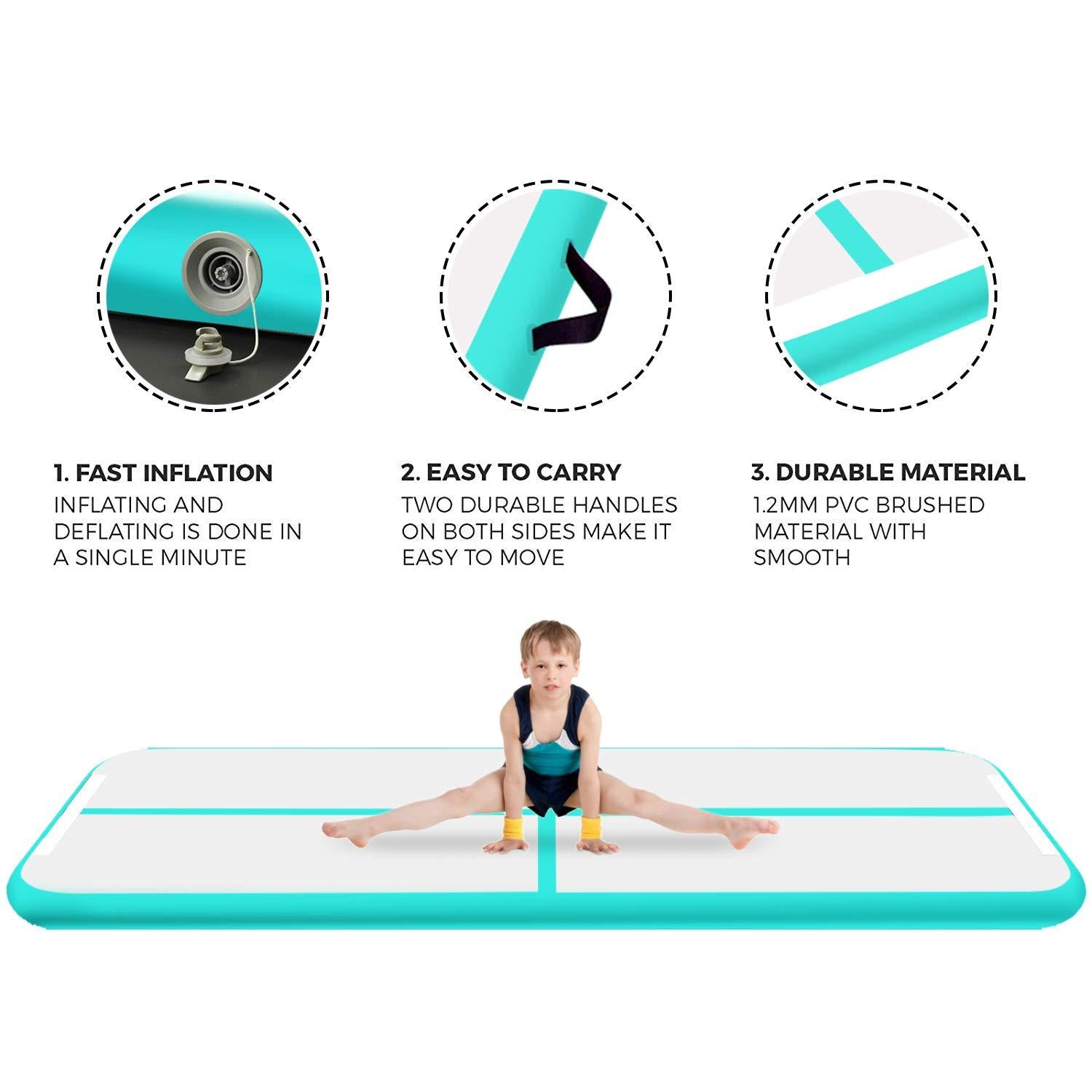 Green 3m/10ft 8inch thick Inflatable Air Track Tumbling Gymnastic Mat Floor Home Training W/ Pump Fbsport