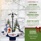 29 in. Christmas Snowy Indoor Snow-Family Scene with Blue Umbrella Base