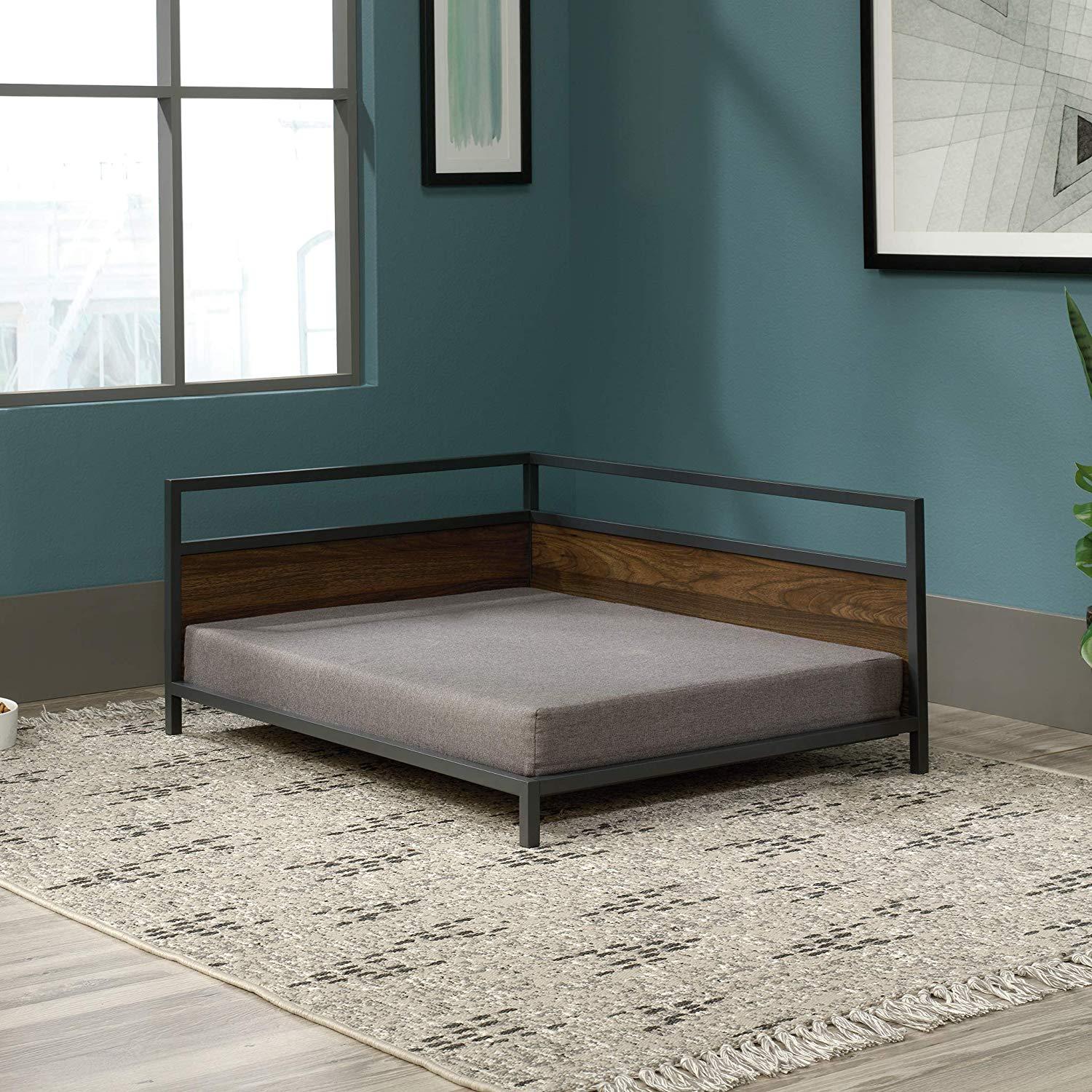 Sauder 424097 Corner Dog Bed - Large, Noble Walnut Finish
