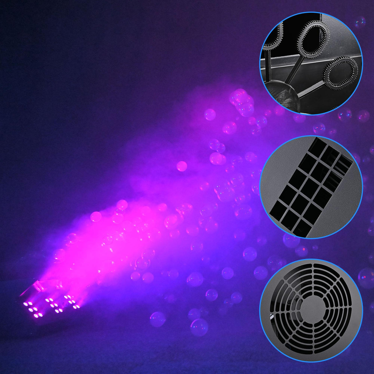 3in1 LED Fog Bubble Machine Fogger DMX Remote Control Music Festival Party Stage