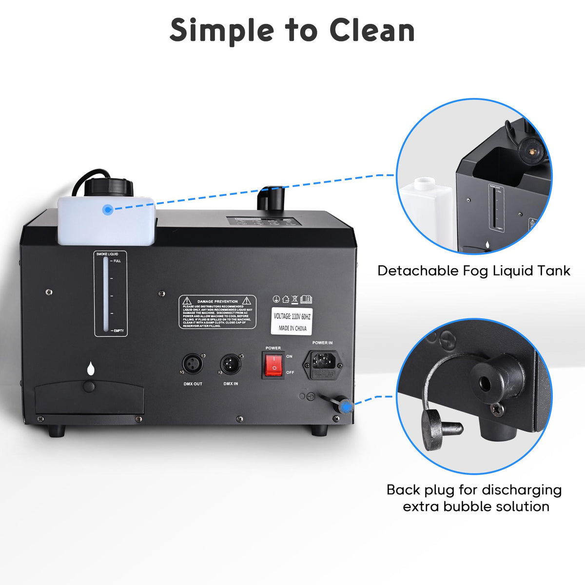 3in1 Bubble Machine, Fog Machine, Multiple StaEffect Light,Remote Controller