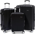 3 Pieces Luggage Sets Hardshell Carry On Suitcase Sets with Spinner Wheels (black, 3 piece set)