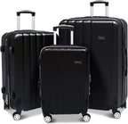 3 Pieces Luggage Sets Hardshell Carry On Suitcase Sets with Spinner Wheels (black, 3 piece set)