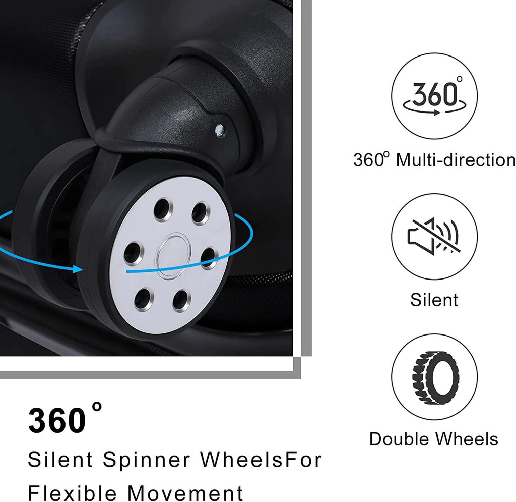 3 Pieces Luggage Sets Hardshell Carry On Suitcase Sets with Spinner Wheels (black, 3 piece set)