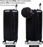 3 Pieces Luggage Sets Hardshell Carry On Suitcase Sets with Spinner Wheels (black, 3 piece set)