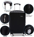 3 Pieces Luggage Sets Hardshell Carry On Suitcase Sets with Spinner Wheels (black, 3 piece set)