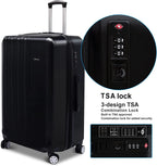 3 Pieces Luggage Sets Hardshell Carry On Suitcase Sets with Spinner Wheels (black, 3 piece set)