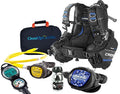Cressi Aquaride Blue Pro BCD Scuba Gear Package w/ MC9 Compact Regulator &amp; Octo Leonardo C2 Dive Computer w/GupG Reg Bag