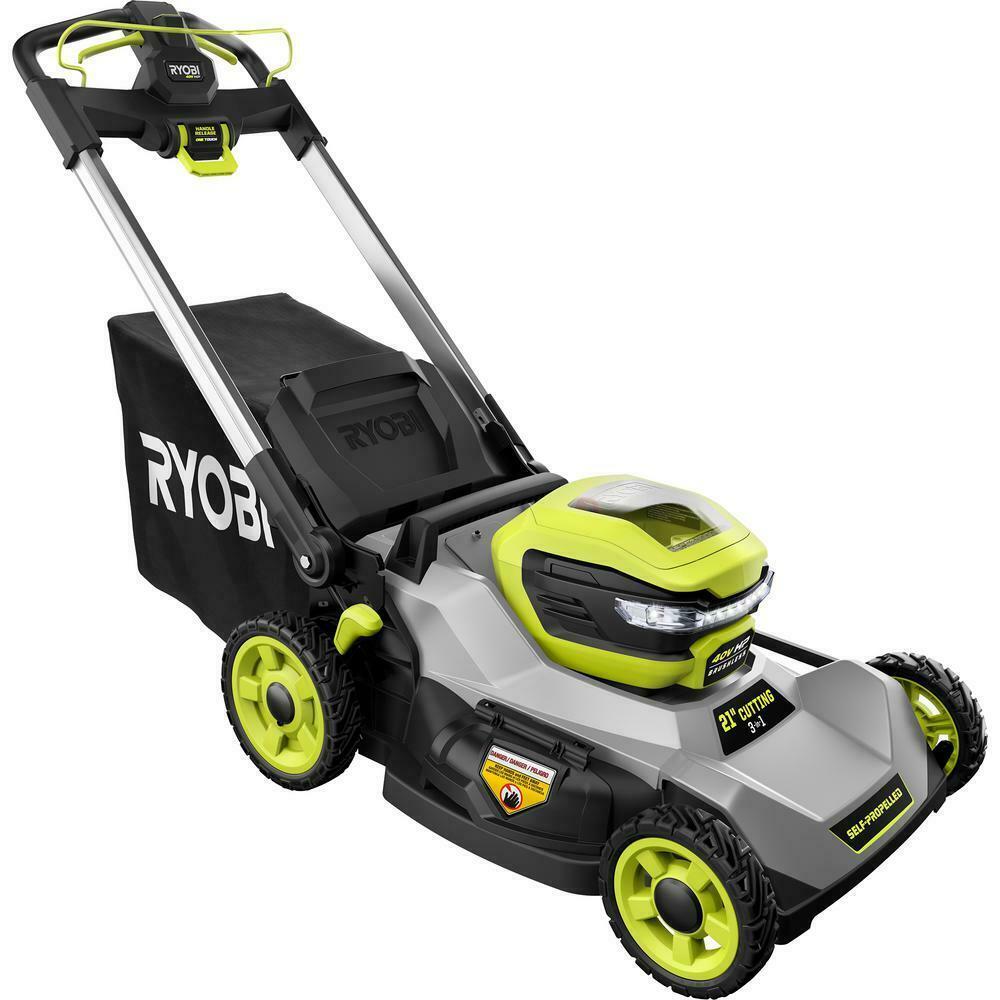 Powerful 21 in 40V Lithium Ion Battery Self-Propelled Lawn Mower 2 6Ah Batteries