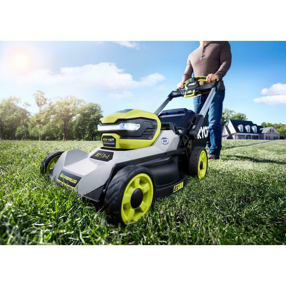 Powerful 21 in 40V Lithium Ion Battery Self-Propelled Lawn Mower 2 6Ah Batteries