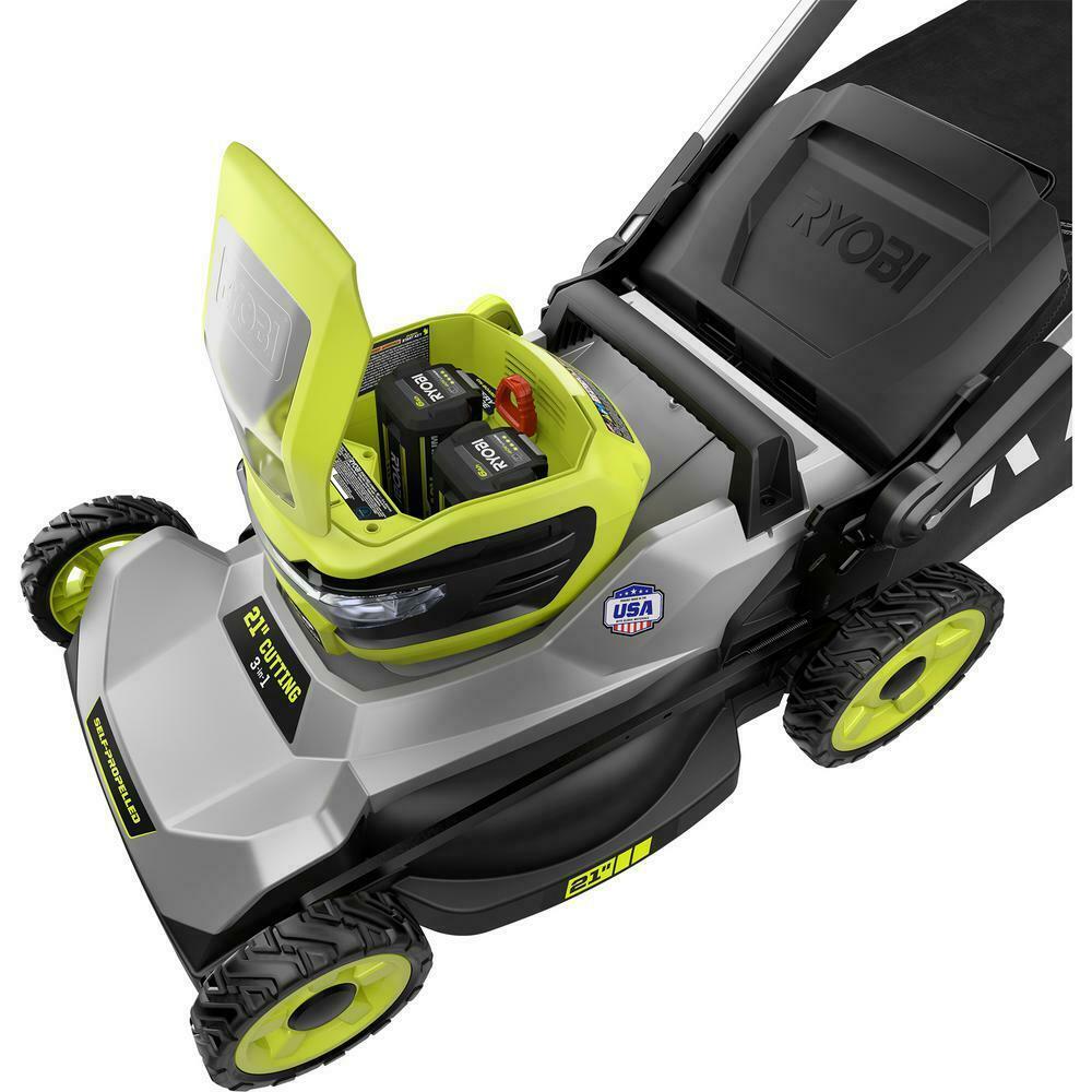 Powerful 21 in 40V Lithium Ion Battery Self-Propelled Lawn Mower 2 6Ah Batteries