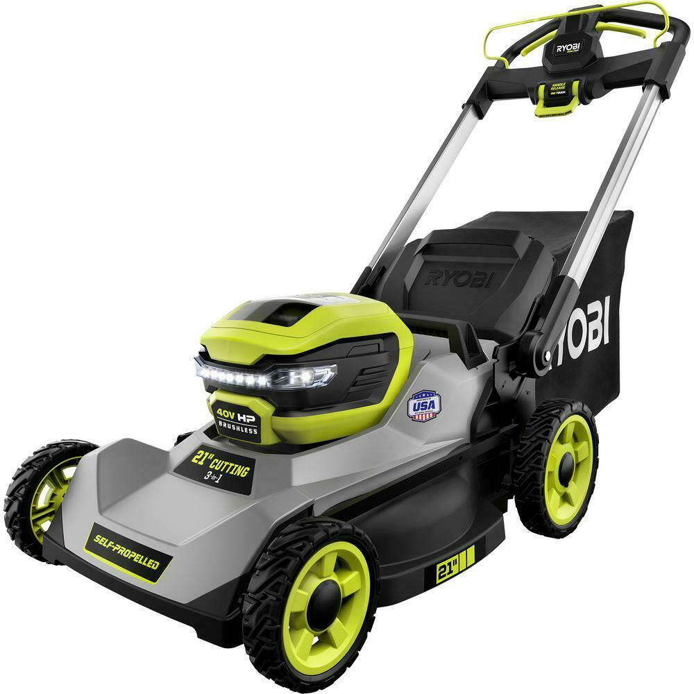 Powerful 21 in 40V Lithium Ion Battery Self-Propelled Lawn Mower 2 6Ah Batteries