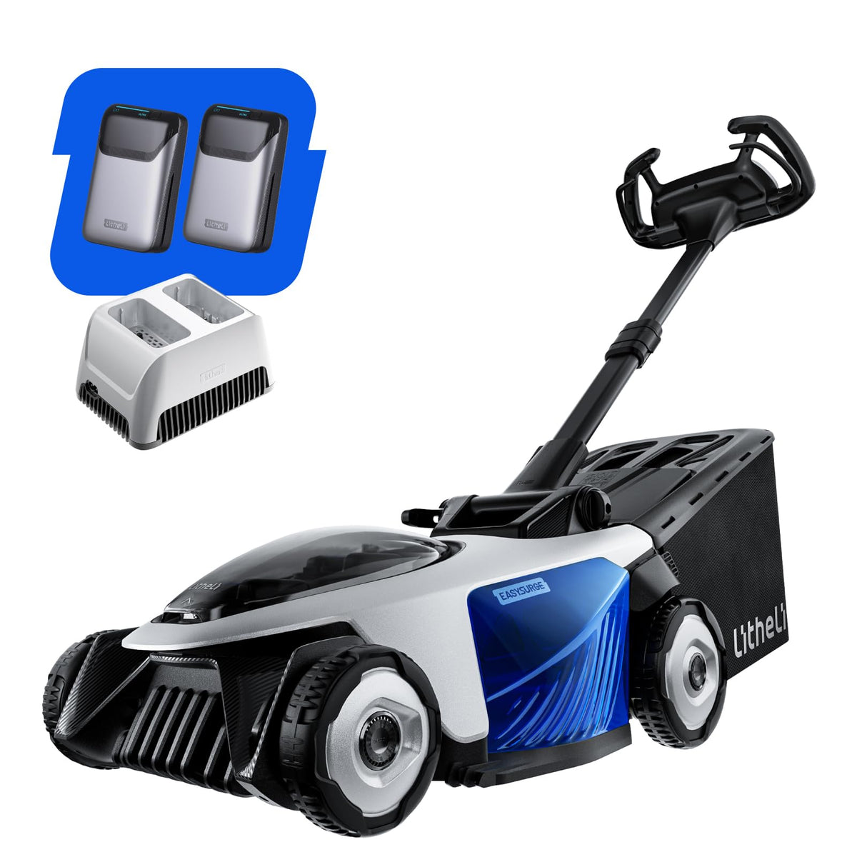 Electric Lawn Mower, Self-propelled Lawn Mower Cordless 40V(2x20V) 18.5" Brushless Mower with Electric Cutting Height Adjustment, Higher Rotation Speed, 2 x 4.0Ah Battery and Rapid CharIncluded