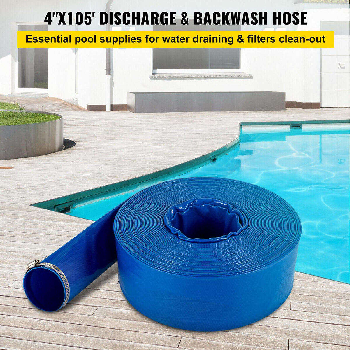 water discharge hose pvc |4" x 105 ft| weather-proof| burst-proof|
