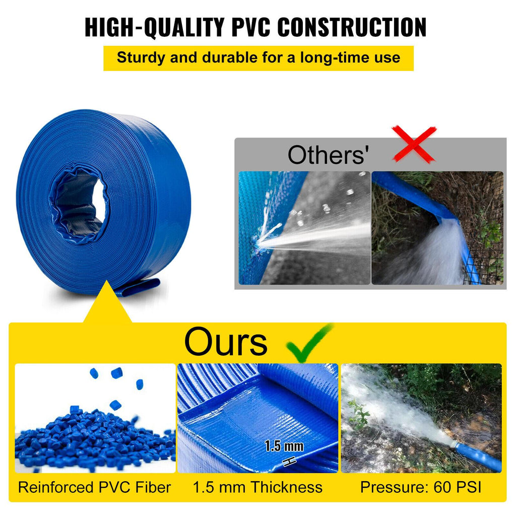 water discharge hose pvc |4" x 105 ft| weather-proof| burst-proof|