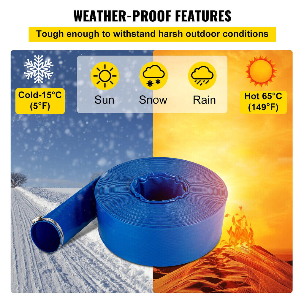 water discharge hose pvc |4" x 105 ft| weather-proof| burst-proof|