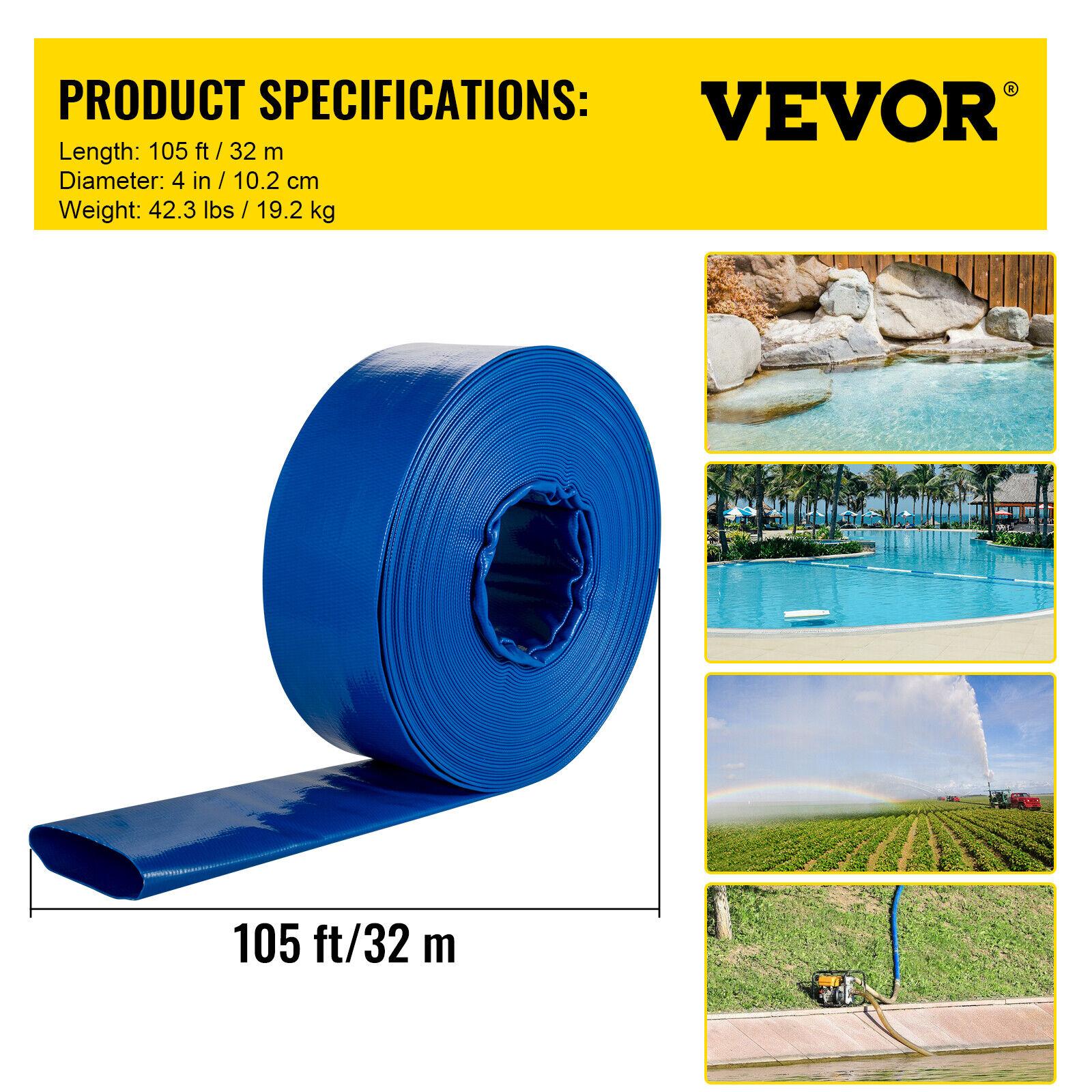 water discharge hose pvc |4" x 105 ft| weather-proof| burst-proof|
