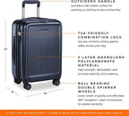 Sympatico Hardside International Spinner Luggage, Matte Navy, 21-Inch Carry-On
