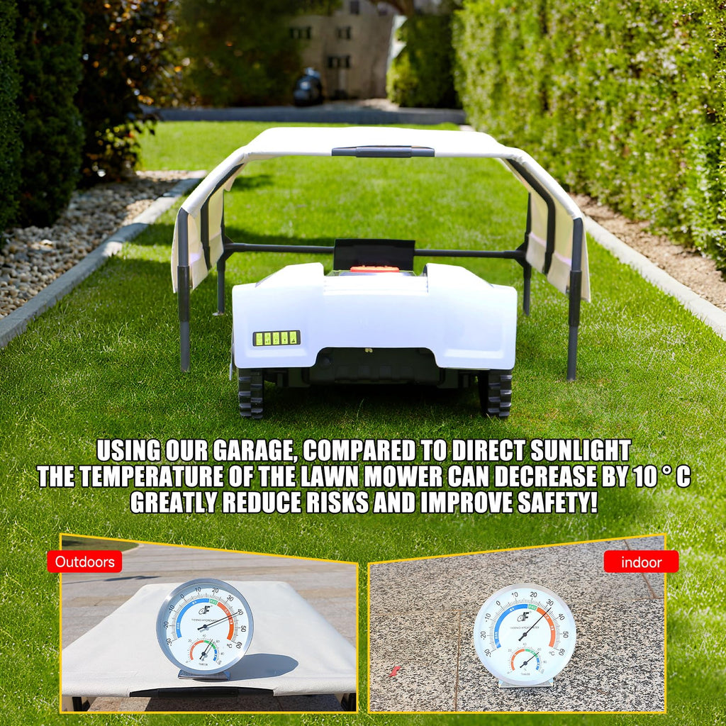 Robot Mower Garage, Rainproof UV-Proof Shelter for All Mowers | Thickened 600D Oxford fabric | Rust-proof steel frame | 35.5×29×17in | Fits Lymow, Segway, , , &amp; more