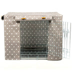 Lords &amp; Labradors Grey Spot Oilcloth Dog Crate Cover to fit Midwest iCrate and Similar Sized Dog crates